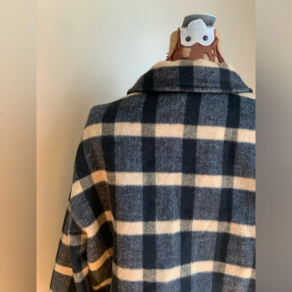 Joie Camel Black tan Plaid coat jacket Brushed Flannel Cropped  Shacket Large - Picture 6 of 9